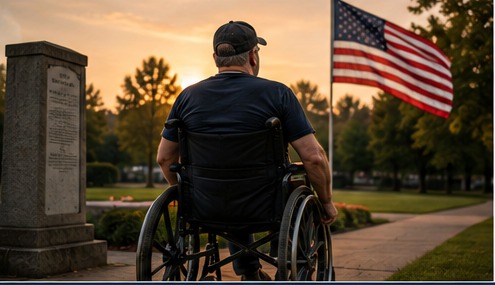 Disabled veteran using a wheelchair